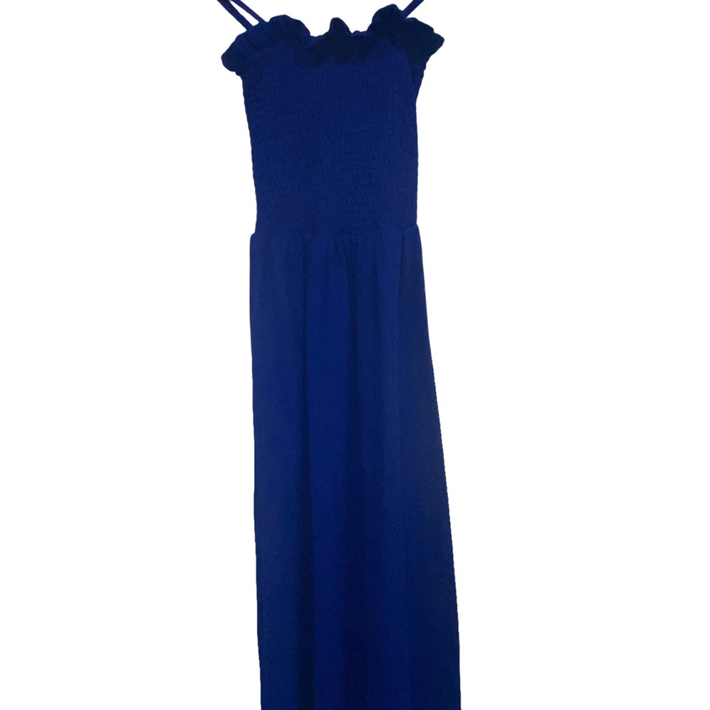Elegant Blue Smocked‎ Top